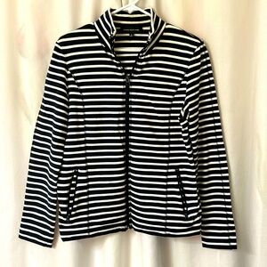 Striped Knit Zipped Jacket